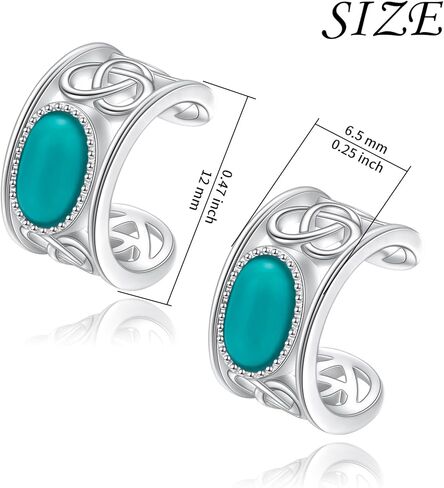 925 Sterling Silver Celtic Ear Cuff Earrings Non Pierced Lab Moonstone Fake Cartilage Cuffs Earrings for Women - Set of 2 (Celtic Moonstone) in Kuwait