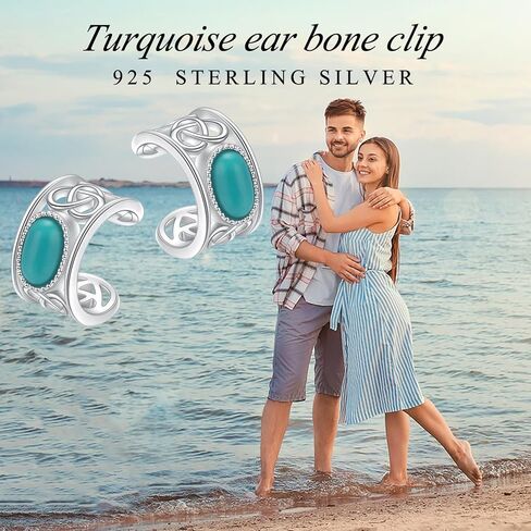 925 Sterling Silver Celtic Ear Cuff Earrings Non Pierced Lab Moonstone Fake Cartilage Cuffs Earrings for Women - Set of 2 (Celtic Moonstone) in Kuwait