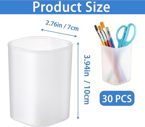 30 Pcs Pen Holder Pen Cups for Desk Organizers and Storage Stationery Plastic Frosted Pencil Holder Cups Ins Style Transparent for Office School Home Supplies in Saudi Arabia