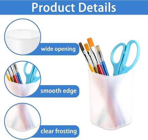 30 Pcs Pen Holder Pen Cups for Desk Organizers and Storage Stationery Plastic Frosted Pencil Holder Cups Ins Style Transparent for Office School Home Supplies in Saudi Arabia