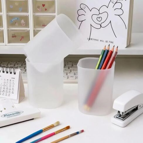30 Pcs Pen Holder Pen Cups for Desk Organizers and Storage Stationery Plastic Frosted Pencil Holder Cups Ins Style Transparent for Office School Home Supplies in Saudi Arabia