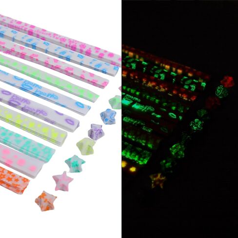 300pcs Noctilucent Origami Lucky Star Paper Strips for DIY Handmade Crafts Home Cards Gift(9 Colors) in Saudi Arabia
