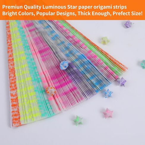 300pcs Noctilucent Origami Lucky Star Paper Strips for DIY Handmade Crafts Home Cards Gift(9 Colors) in Saudi Arabia