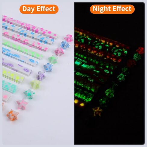 300pcs Noctilucent Origami Lucky Star Paper Strips for DIY Handmade Crafts Home Cards Gift(9 Colors) in Saudi Arabia
