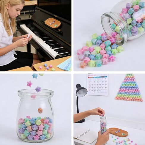 300pcs Noctilucent Origami Lucky Star Paper Strips for DIY Handmade Crafts Home Cards Gift(9 Colors) in Saudi Arabia