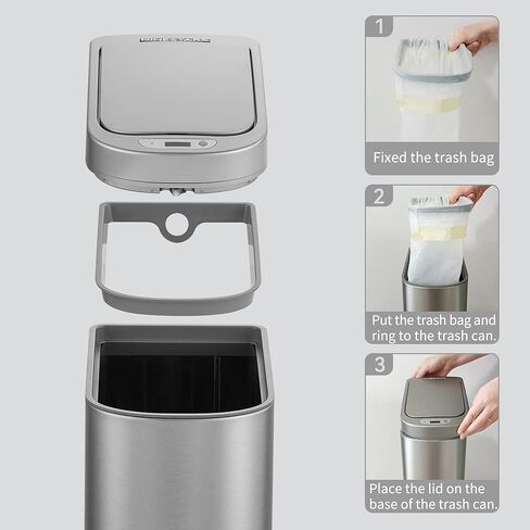 Ninestars Automatic Motion Sensor Bathroom Trash Can, 1.8 Gallon Smart Opening Garbage Bin for Bathroom, Bedroom, Kitchen, Office in Kuwait