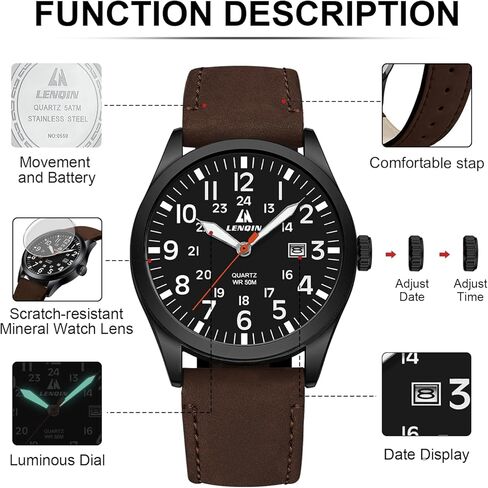 LN LENQIN Mens Watches Unisex Military Watches Sport Nylon Strap Stylish Luminous Fashion Watches Analog Quartz Watches for Men Waterproof Army Tactical Casual Wristwatch in Kuwait