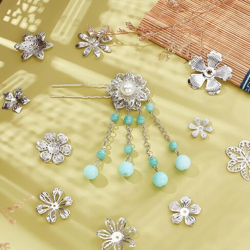 PH PandaHall 10 Styles Iron Flower & Filigree Bead Caps, Metal Spacer Caps for Earrings, Bracelets & Necklaces - Jewelry Making DIY Craft, Platinum in Saudi Arabia