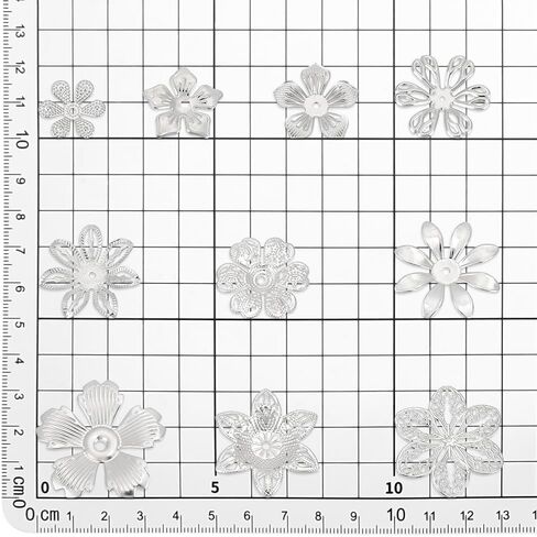 PH PandaHall 10 Styles Iron Flower & Filigree Bead Caps, Metal Spacer Caps for Earrings, Bracelets & Necklaces - Jewelry Making DIY Craft, Platinum in Saudi Arabia
