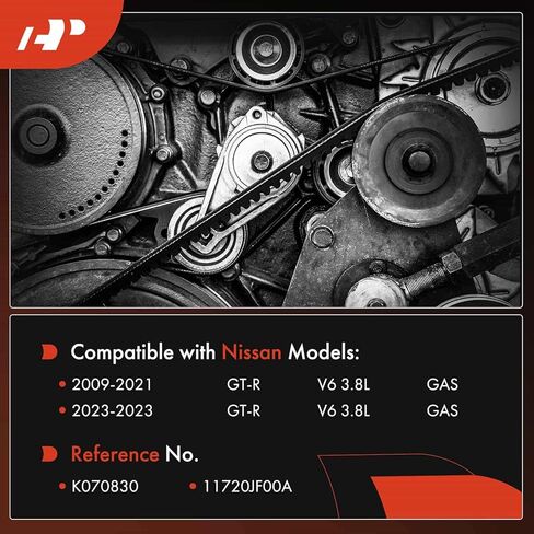 حزام قيادة أفعواني للمحرك A-Premium متوافق مع Nissan GT-R GTR 2009-2021 2023، 3.8L in Kuwait