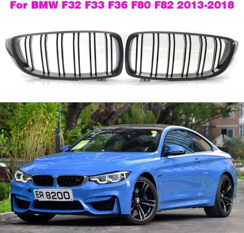 Carbon Fiber Color Front Grill Grilles Kidney Grill Replacement for BMW 4 Series F32 F33 F36 F80 F82 Double Slat M4 Sport Style(Carbon Fiber) in Saudi Arabia