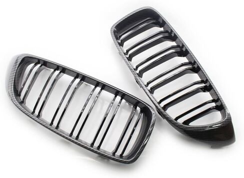 Carbon Fiber Color Front Grill Grilles Kidney Grill Replacement for BMW 4 Series F32 F33 F36 F80 F82 Double Slat M4 Sport Style(Carbon Fiber) in Saudi Arabia