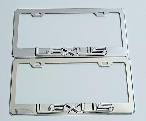 Raised 3D Chrome Emblem Mirror Stainless Steel License Plate Tag Frame Cover Rust Proof Bolts Caps fits Lexus in Saudi Arabia