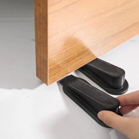 Door Stoppers for Bottom of Door on Floor, Premium Rubber Door Stops Wedge, Floor Sturdy Stackable for Carpet Heavy Duty Gaps, 4.13 inch x 1.57 inch, (Black, 2 Pack) in Saudi Arabia