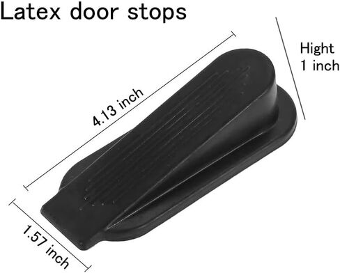 Door Stoppers for Bottom of Door on Floor, Premium Rubber Door Stops Wedge, Floor Sturdy Stackable for Carpet Heavy Duty Gaps, 4.13 inch x 1.57 inch, (Black, 2 Pack) in Saudi Arabia