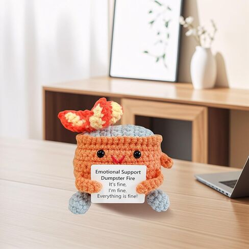 Handmade Crochet Emotional Support Dumpster Fire,Emotional Support Gift, Burning Trash Can, Eco Friendly Gift, Desk Décor,Fun Home Décor, Gift For Friends (Red) in Saudi Arabia
