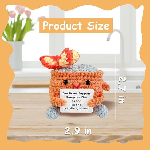 Handmade Crochet Emotional Support Dumpster Fire,Emotional Support Gift, Burning Trash Can, Eco Friendly Gift, Desk Décor,Fun Home Décor, Gift For Friends (Red) in Saudi Arabia