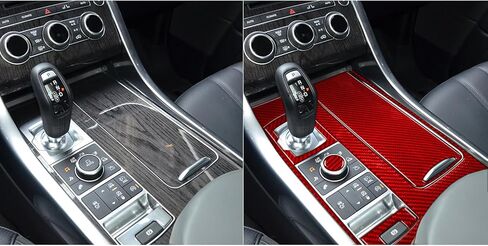 Interior Decals Gear Shift Surround Central Control Compatible with Land Rover Range Rover Sport L494 Accessories 2014-2021 Red Real Carbon Fiber Gear Shift Stickers Set in Saudi Arabia