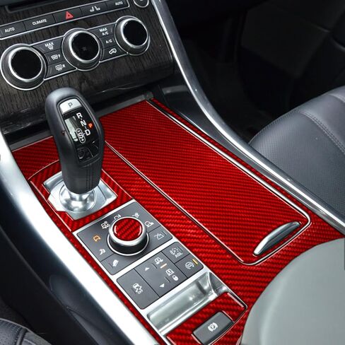 Interior Decals Gear Shift Surround Central Control Compatible with Land Rover Range Rover Sport L494 Accessories 2014-2021 Red Real Carbon Fiber Gear Shift Stickers Set in Saudi Arabia