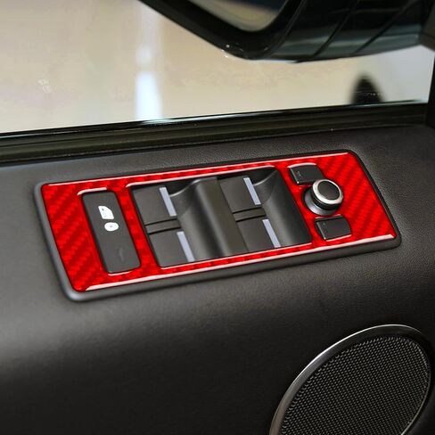Interior Decals Gear Shift Surround Central Control Compatible with Land Rover Range Rover Sport L494 Accessories 2014-2021 Red Real Carbon Fiber Gear Shift Stickers Set in Saudi Arabia