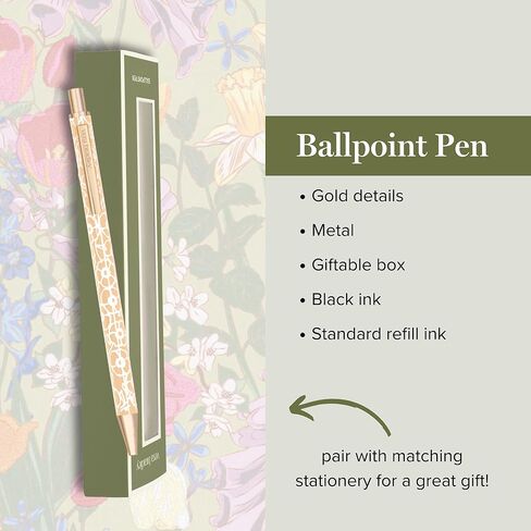 Black Ink Ballpoint Pen with Gift Box, Metal Click Pen Accepts Standard Refills (Tiny Poppies) in Saudi Arabia
