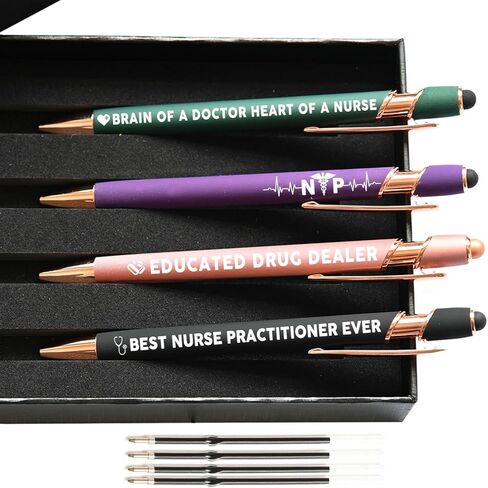 Nurse Practitioner Gifts, Nurse Practitioner 2-in-1 Stylus Ballpoint Pen Set, 1.0mm Black Ink (4 Pens with 4 Refills) in Saudi Arabia