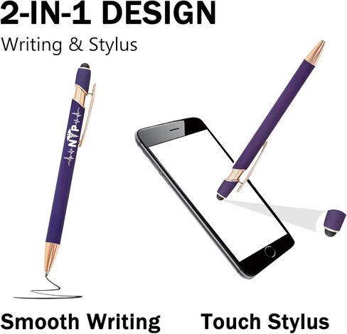 Nurse Practitioner Gifts, Nurse Practitioner 2-in-1 Stylus Ballpoint Pen Set, 1.0mm Black Ink (4 Pens with 4 Refills) in Saudi Arabia