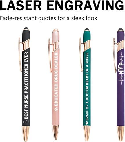 Nurse Practitioner Gifts, Nurse Practitioner 2-in-1 Stylus Ballpoint Pen Set, 1.0mm Black Ink (4 Pens with 4 Refills) in Saudi Arabia