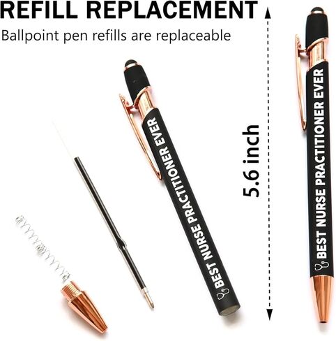 Nurse Practitioner Gifts, Nurse Practitioner 2-in-1 Stylus Ballpoint Pen Set, 1.0mm Black Ink (4 Pens with 4 Refills) in Saudi Arabia
