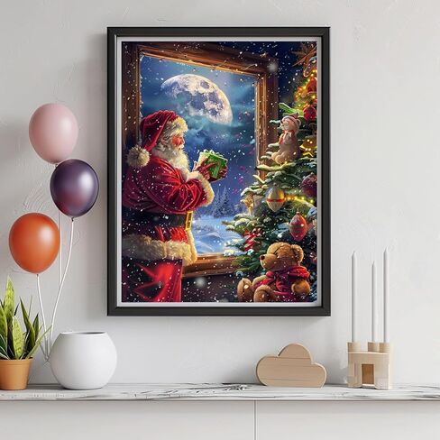 مجموعات الفن الماسي 5D للبالغين - مجموعات طلاء الماس لعيد الميلاد DIY، مثقاب دائري كامل - حرفة التطريز الكريستالي المتقاطع لتزيين الحائط هدايا عيد الميلاد - 12 × 16 بوصة A765 in Saudi Arabia
