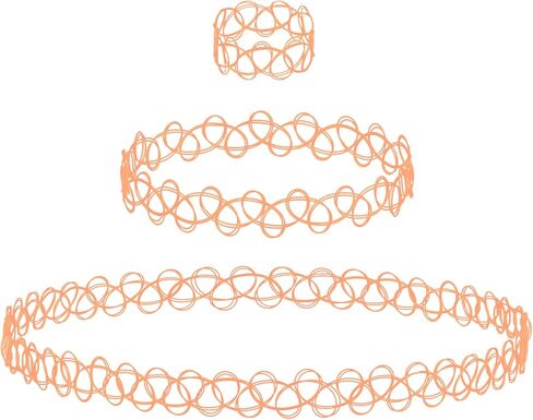 BodyJ4You Choker Henna Tattoo Necklace Bracelet Ring Set - 90s Accessories 80s Old School 2000s Jewelry - Vibrant Pink Blue Rainbow Gothic Black - One Size Women Teen Girl - Stretchy Elastic Plastic in Kuwait