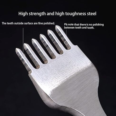 WUTA Leather Hole Punch Tool Pricking Iron Hole Punche 4mm 1/2/4/6 Prong Tooth Lacing Diamond Stitching Chisel Set for DIY Leather Craft Kits (Black) in Saudi Arabia