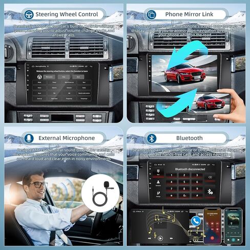 EKAT [2+64G] ستيريو سيارة Android لسيارة BMW X5 E39 E53 1998 1999-2006 - Carplay اللاسلكي وAndroid Auto - راديو بشاشة تعمل باللمس 9 بوصة مع EQ DSP، GPS، WiFi، SWC + AHD كاميرا احتياطية، ميكروفون in Saudi Arabia
