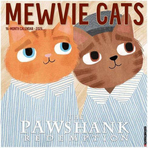 Willow Creek Press، تقويم حائط Mewvie Cats 2026، 12 بوصة × 12 بوصة، تقويم 16 شهرًا مع غلاف مثبت in Saudi Arabia