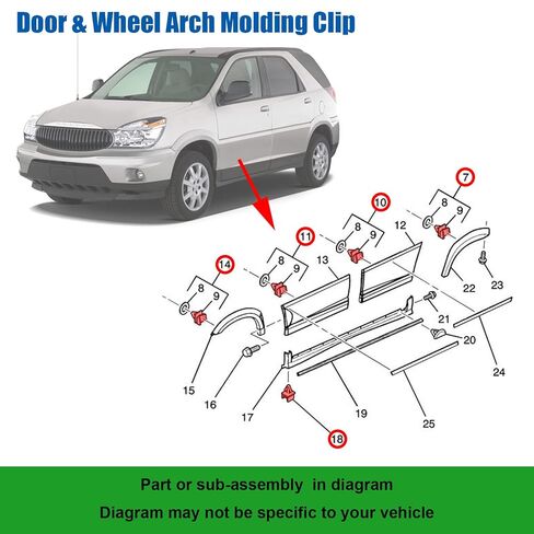 OAUTOO 15pcs Rocker Molding Retainer Door & Wheel Arch Molding Clip 10442914 10300287 for GM Buick Rendezvous 2002 – 2007,Buick Enclave 2008-2017 in Saudi Arabia