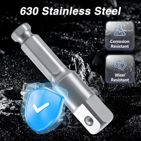 Upgraded Stainless Steel 1/2" Square Ext 7/16" Hex Impact Grade Adapter Square Socket Adapter Drill Bit Compatible with 7/16" Impact Drill 1/2" Electric Drill in Saudi Arabia