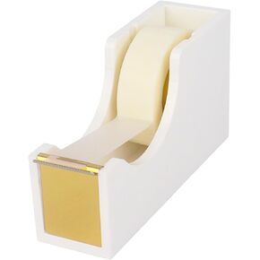 Acrylic Tape Dispenser with 1 Roll Tape, White Tape Dispenser Non-Slip Base Sleek Desktop Tape Cutter for Office & Home Acrylic Desk Accessories in Saudi Arabia