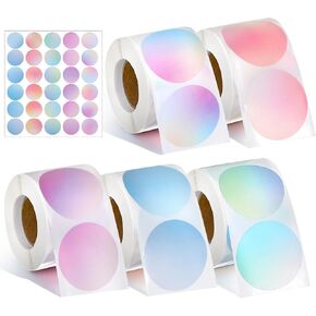 2500 Pcs 2 Inch Circle Thermal Sticker Labels, Direct Round Labels Self Adhesive Thermal Printer Stickers for DIY Logo Design, Qr Code, Thank You, Name Tag, 500 Pcs/ 1 Roll (5 Rolls, Gradient Color) in Saudi Arabia