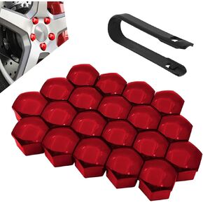 20 قطعة من غطاء صواميل العجلة، أغطية صواميل سداسية مقاومة للصدأ والغبار مع أداة إزالة، ملحقات خارجية بلاستيكية سميكة للسيارات، عالمية لمعظم السيارات والشاحنات وسيارات الدفع الرباعي (أحمر # 19 مم) in Kuwait