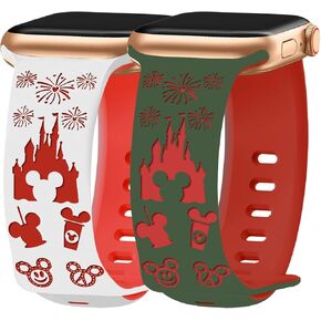 عبوتان من الأساور الكرتونية المنقوشة المتوافقة مع أحزمة ساعة Apple 40 مم 38 مم 44 مم 45 مم 41 مم 42 مم 49 مم للسيدات، حزام رياضي من السيليكون الناعم اللطيف ذو اللونين لسلسلة iWatch 9/8/SE/7/6/5/4/3/2/1 in Kuwait