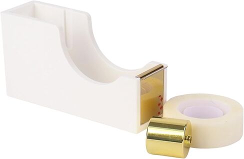 Acrylic Tape Dispenser with 1 Roll Tape, White Tape Dispenser Non-Slip Base Sleek Desktop Tape Cutter for Office & Home Acrylic Desk Accessories in Saudi Arabia