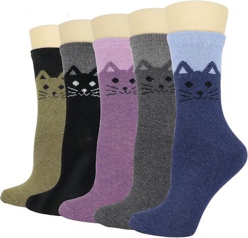 YQHMT Women's Cat Socks Funny Animal Socks Casual Cotton Crew Socks Gifts for Women in Kuwait
