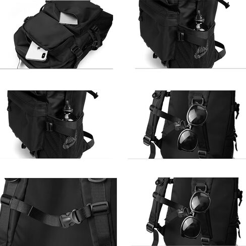 Men's Carry On Travel Backpack - 13 Inch Laptop Compartment, Large Capacity Waterproof Black Bag for Outdoor Hiking in Saudi Arabia
