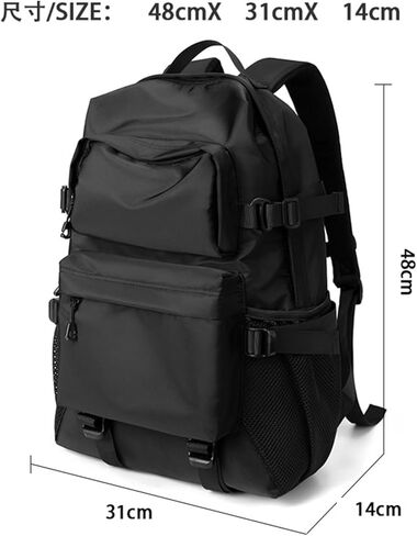 Men's Carry On Travel Backpack - 13 Inch Laptop Compartment, Large Capacity Waterproof Black Bag for Outdoor Hiking in Saudi Arabia