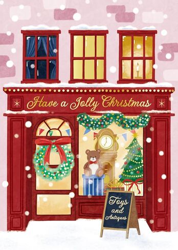 بطاقة Gooji Vintage Christmas مع مظروف - بطاقة تهنئة للعطلات من متجر الألعاب - أمنيات عيد ميلاد سعيد، تصميم احتفالي ديني، تقدير الشركات، الفرح للعالم، الأم، ابن الأخ، تشكيلة الأولاد in Saudi Arabia