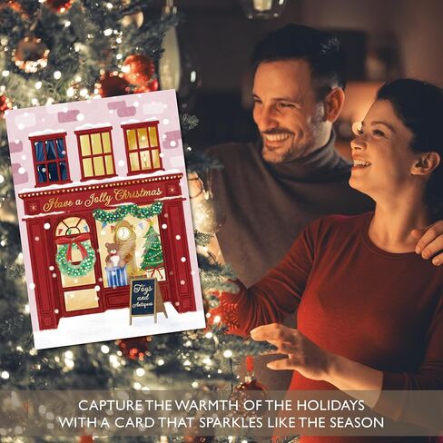 بطاقة Gooji Vintage Christmas مع مظروف - بطاقة تهنئة للعطلات من متجر الألعاب - أمنيات عيد ميلاد سعيد، تصميم احتفالي ديني، تقدير الشركات، الفرح للعالم، الأم، ابن الأخ، تشكيلة الأولاد in Saudi Arabia