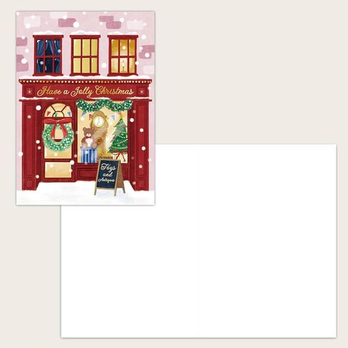 بطاقة Gooji Vintage Christmas مع مظروف - بطاقة تهنئة للعطلات من متجر الألعاب - أمنيات عيد ميلاد سعيد، تصميم احتفالي ديني، تقدير الشركات، الفرح للعالم، الأم، ابن الأخ، تشكيلة الأولاد in Saudi Arabia