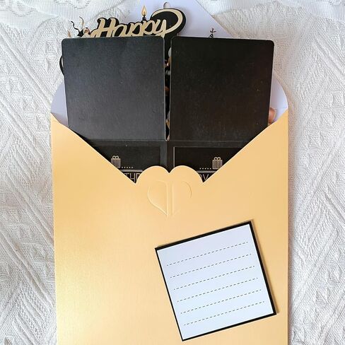 Festive 3D Pop-up Birthday Card Set: Black and Golden Design, Perfect for Him or Her - Includes 2 Cards and 1 Envelope in Saudi Arabia