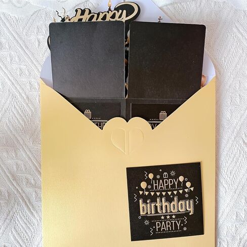 Festive 3D Pop-up Birthday Card Set: Black and Golden Design, Perfect for Him or Her - Includes 2 Cards and 1 Envelope in Saudi Arabia