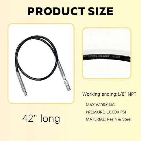 خرطوم مسدس الشحوم DCGG5703-42 لخراطيم Dewalt Double Spring Flex، وصلة خرطوم مرنة بمسدس الشحوم 42 بوصة مع قارنة توصيل مسدس الشحوم 10000PSI 1/8 بوصة NPT تجهيزات مسدس الشحوم in Saudi Arabia